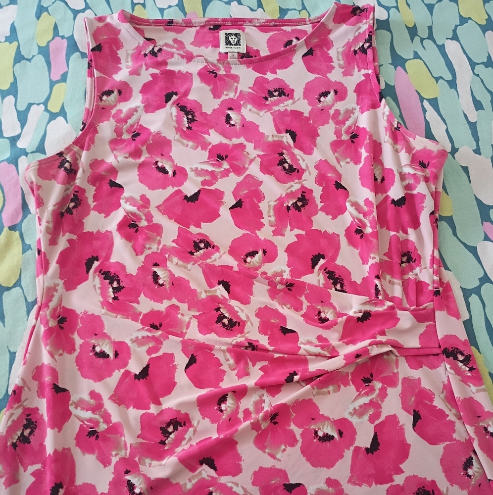 Women's Anne Klein Floral Pink Sleeveless Top  (0X)
